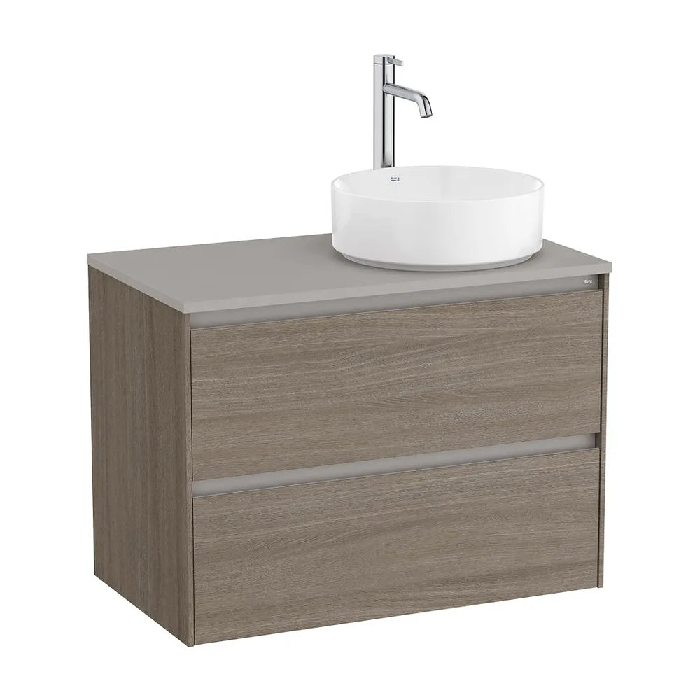 Mueble base suspendido dos cajones lavabo sobre encimera derecha 79x45x58 cm Roca - Vista 2