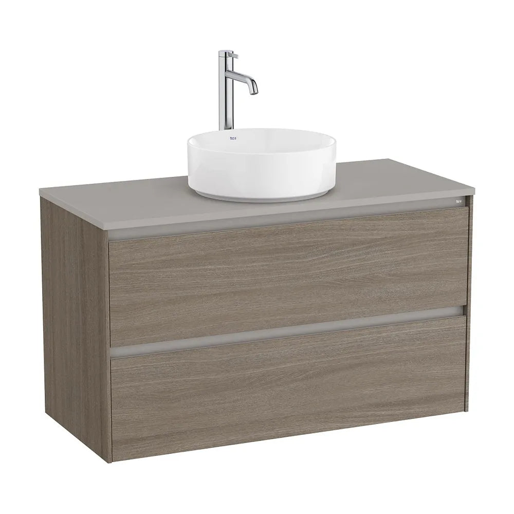 Mueble base suspendido dos cajones para lavabo sobre encimera 99x45x58 cm Roca - Vista 2