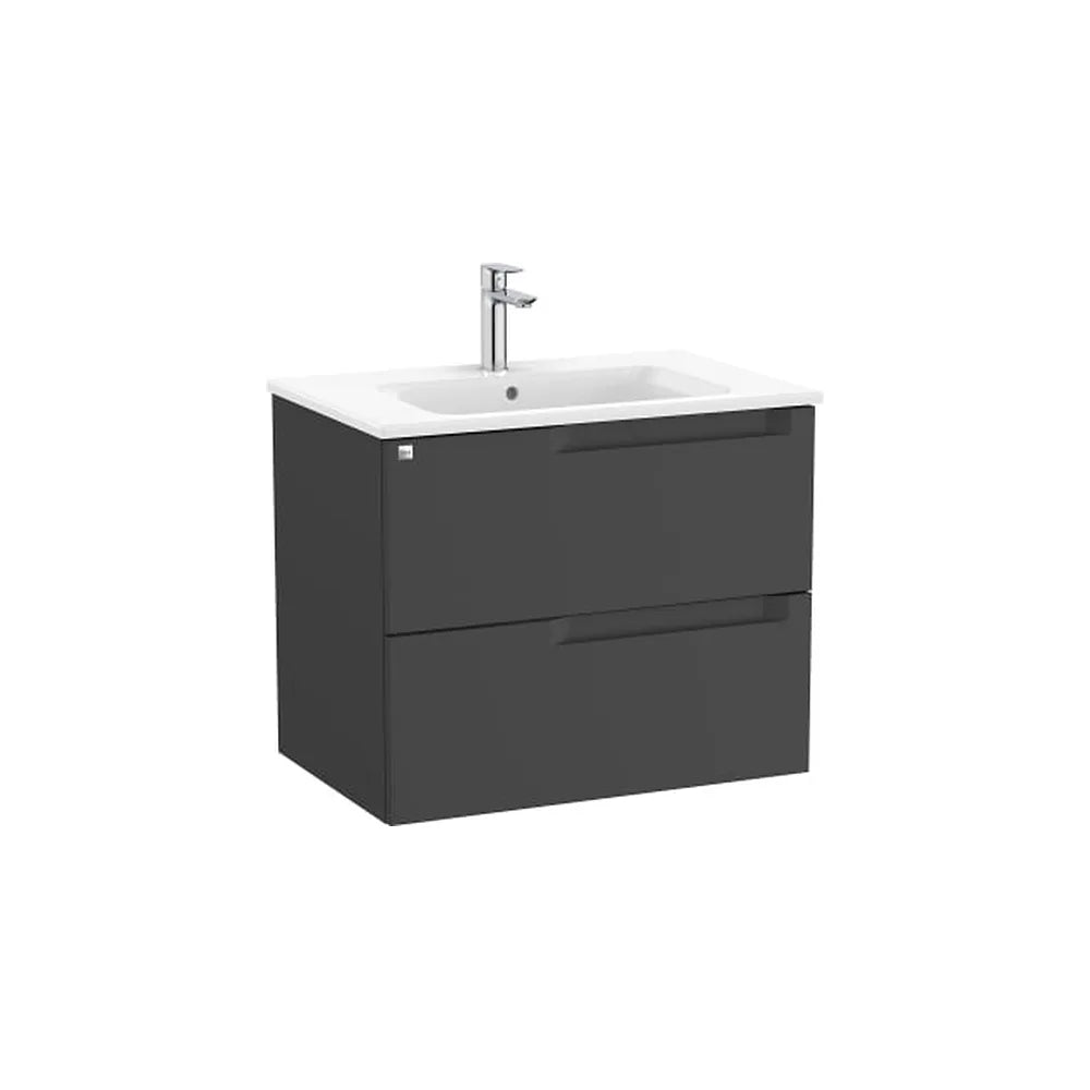 Mueble base suspendido con dos cajones y lavabo cuadrado 70x46x56 cm Roca - Vista 1