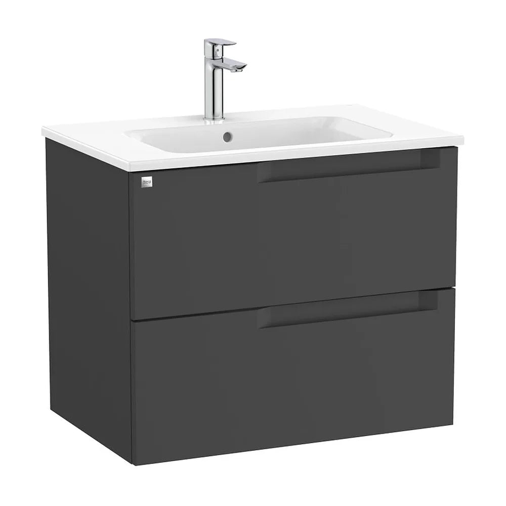 Mueble base suspendido con dos cajones y lavabo cuadrado 70x46x56 cm Roca - Vista 2