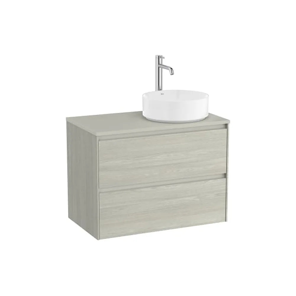 Mueble base suspendido dos cajones lavabo sobre encimera derecha 79x45x58 cm Roca - Vista 1
