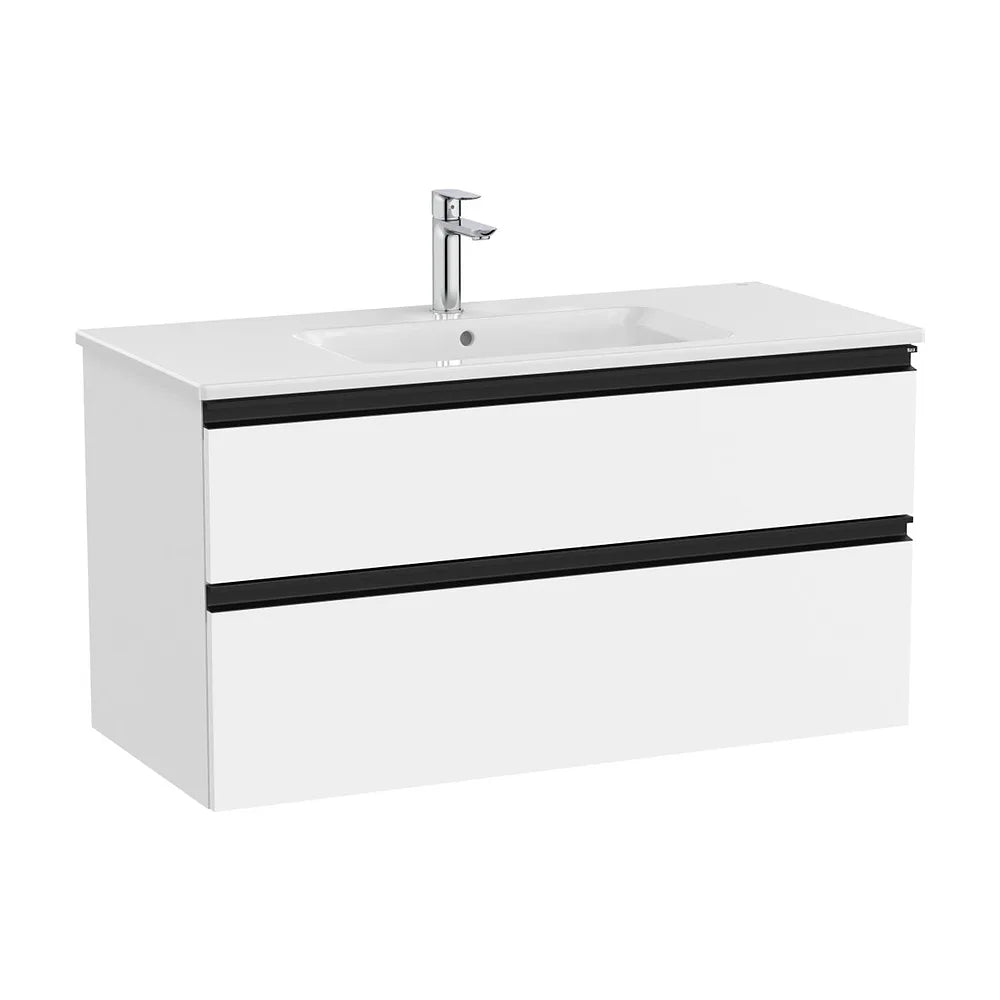 Mueble Base Suspendido con 2 Cajones Lavabo Centrado 100x46x54cm Blanco Mate Roca - Vista 2