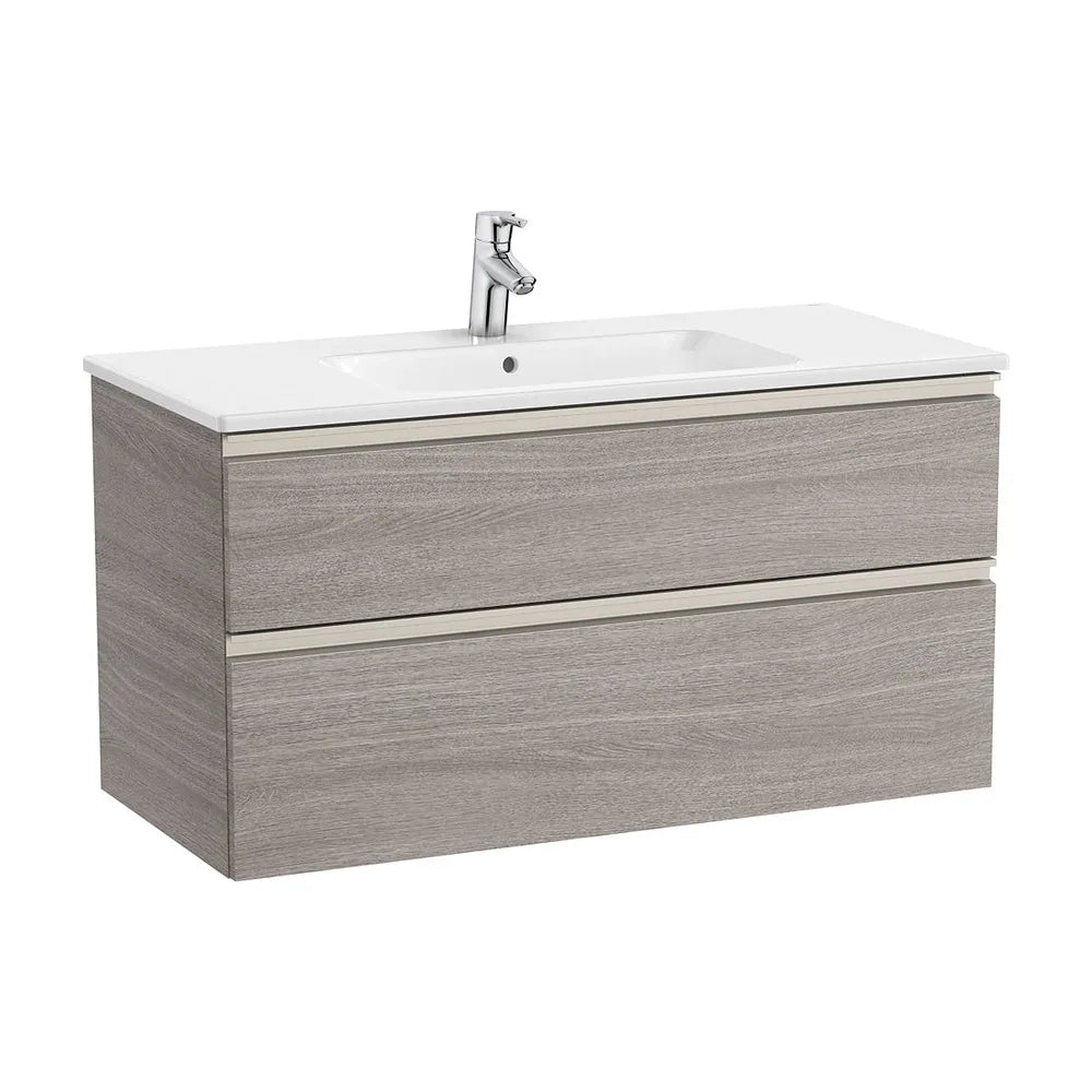 Mueble base suspendido con dos cajones lavabo centrado 100x46x54 cm Roble City Roca - Vista 2