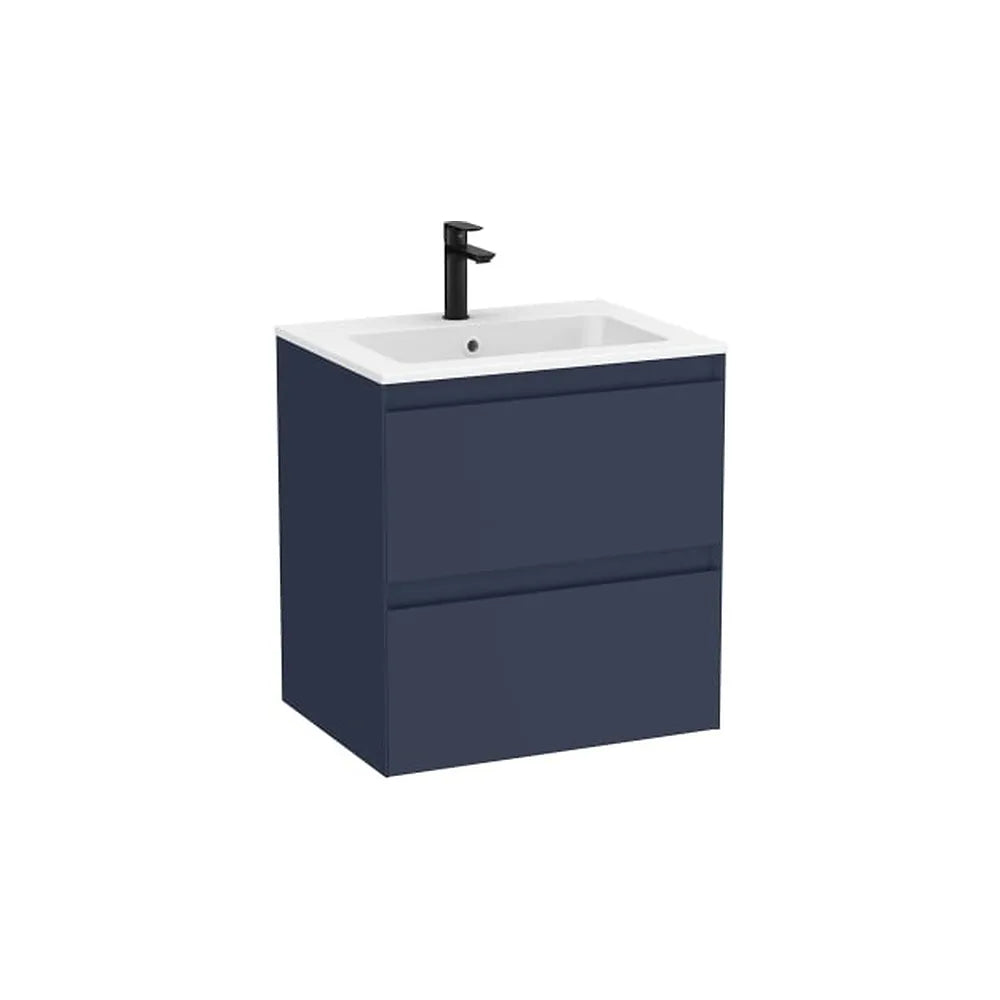 Mueble base suspendido dos cajones con lavabo cuadrado Stonex blanco mate Roca - Vista 1
