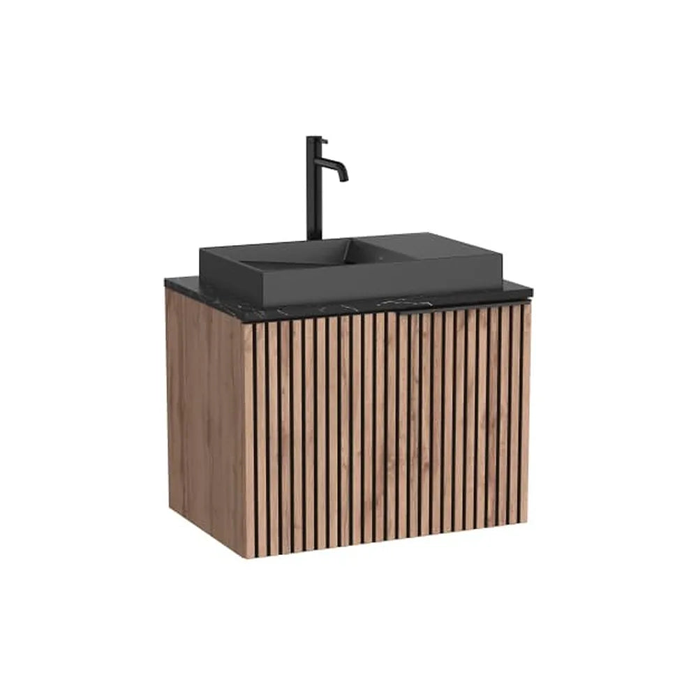 Mueble base suspendido con cajón encimera marmoleada lavabo sobre encimera sin orificio Roca - Vista 1