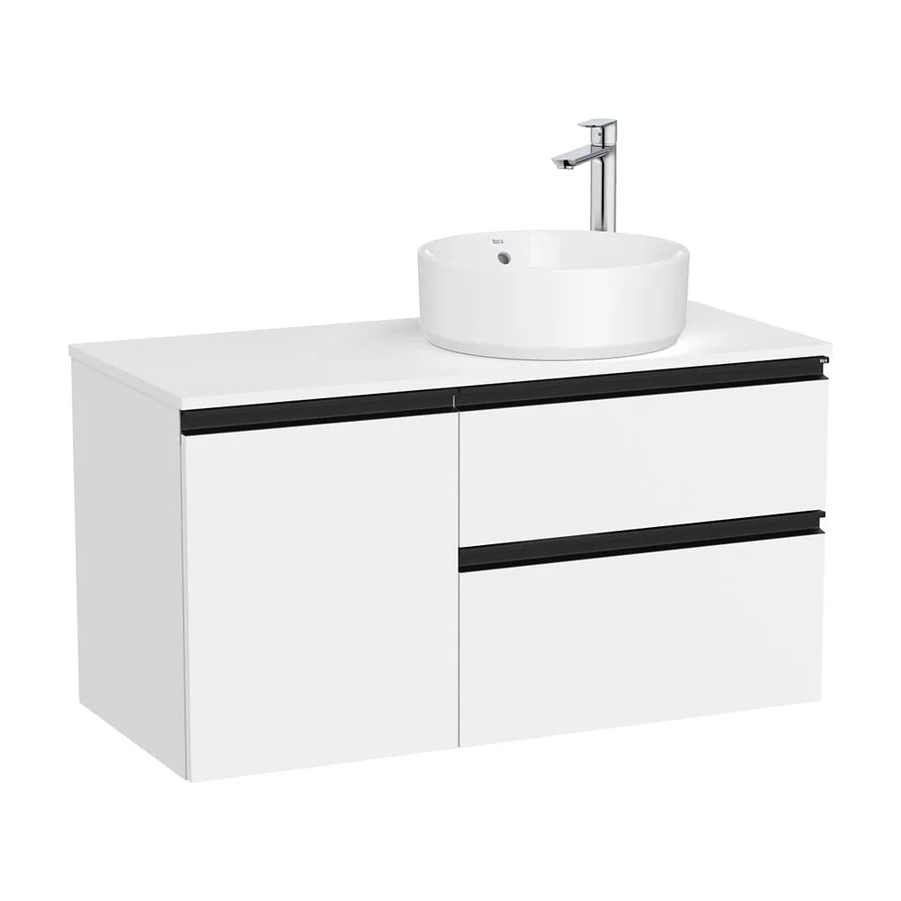 Mueble base suspendido dos cajones puerta lavabo sobre encimera derecha 100x46x53 cm Roca - Vista 2