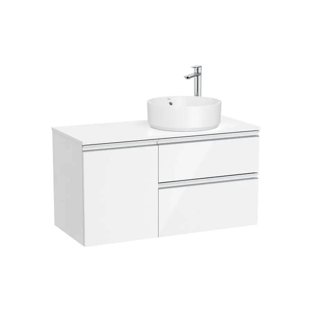 Mueble base suspendido dos cajones puerta lavabo sobre encimera derecha 100x46x54 cm Roca - Vista 1