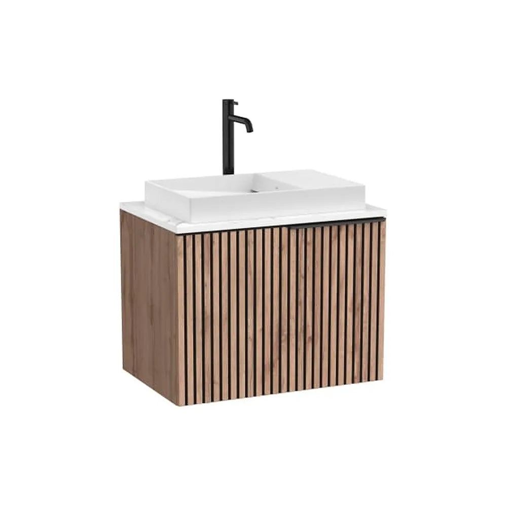 Mueble base suspendido con cajón encimera marmoleada lavabo sobre encimera sin orificio Roca - Vista 1