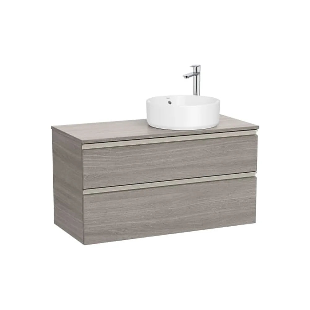 Mueble base dos cajones lavabo sobre encimera derecha 100x46x53 cm Roble City Roca - Vista 1
