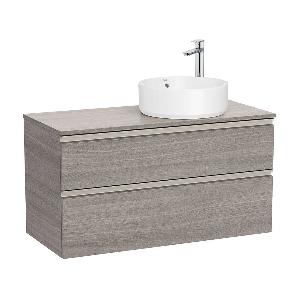 Mueble base dos cajones lavabo sobre encimera derecha 100x46x53 cm Roble City Roca - Vista 2