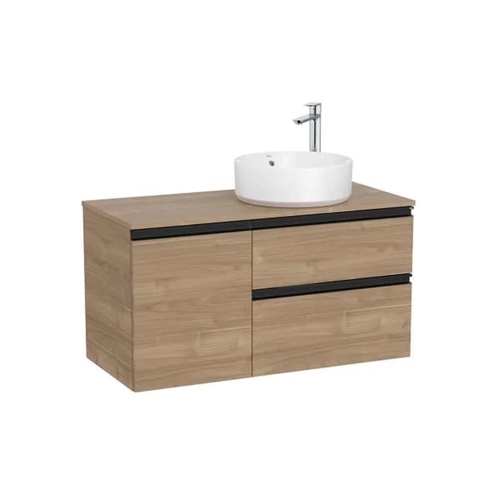 Mueble base suspendido dos cajones puerta lavabo sobre encimera derecha 100x46x53 cm Roca - Vista 1