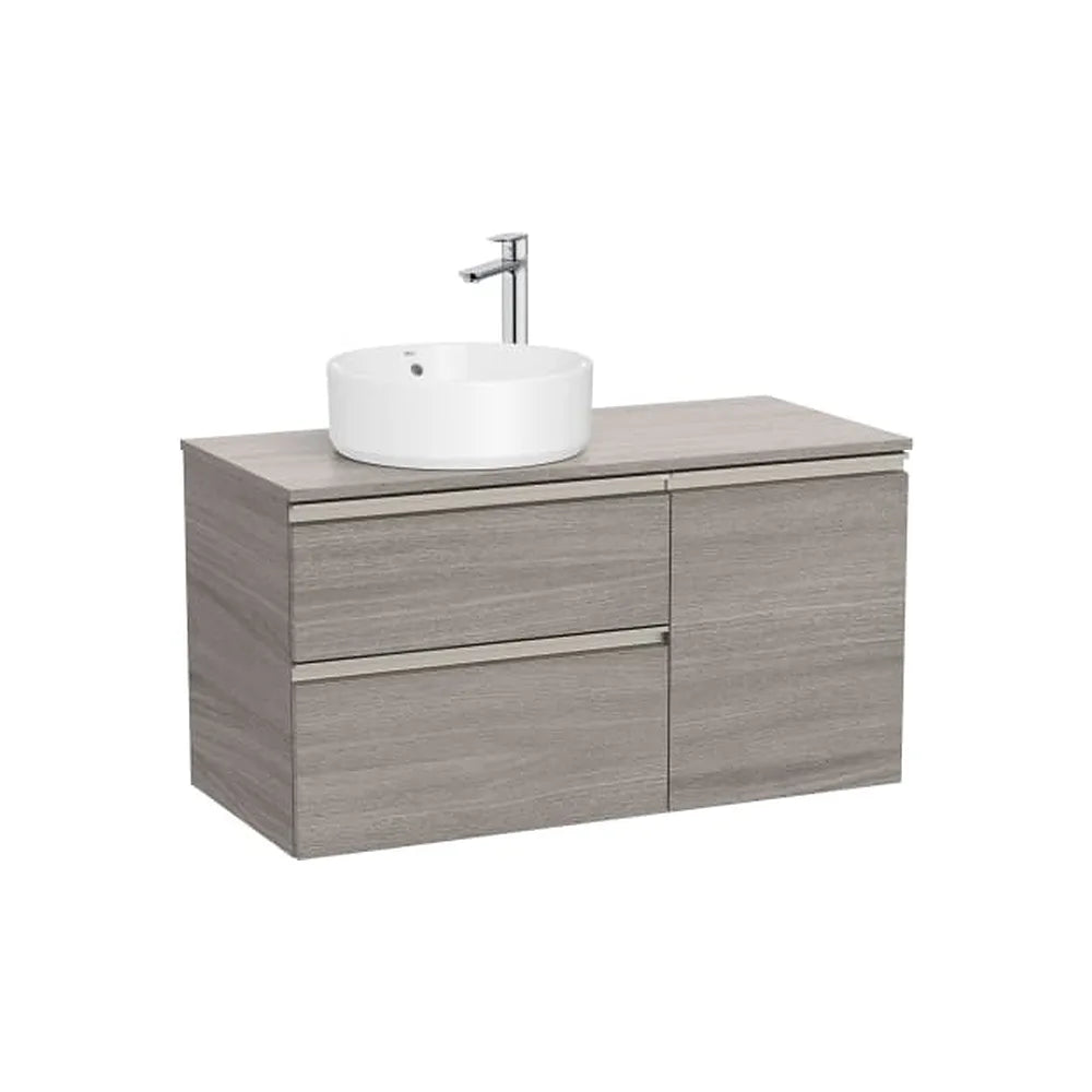 Mueble base asimétrico dos cajones una puerta lavabo sobre encimera izquierda 100x46x53 cm Roca - Vista 1