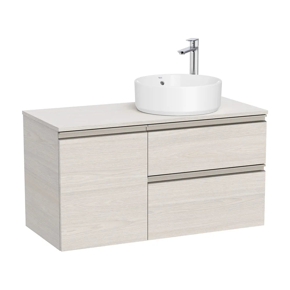 Mueble Base Suspendido 2 Cajones Puerta para Lavabo Sobre Encimera Derecha 100x46x53cm Colección The Gap Roca - Vista 2