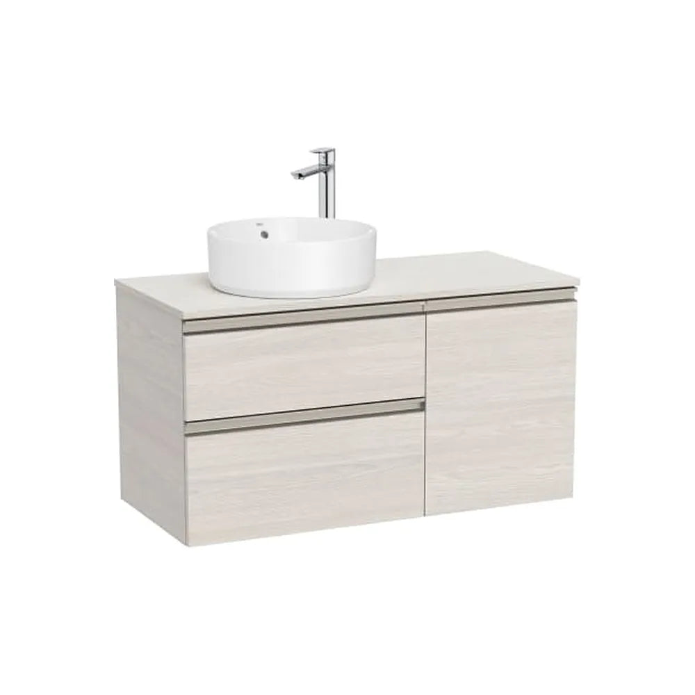 Mueble base asimétrico dos cajones una puerta lavabo sobre encimera izquierda 100x46x53 cm Roca - Vista 1