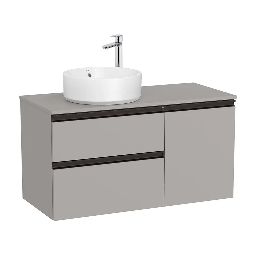 Mueble base asimétrico dos cajones una puerta lavabo sobre encimera izquierda 100x46x53 cm Roca - Vista 2