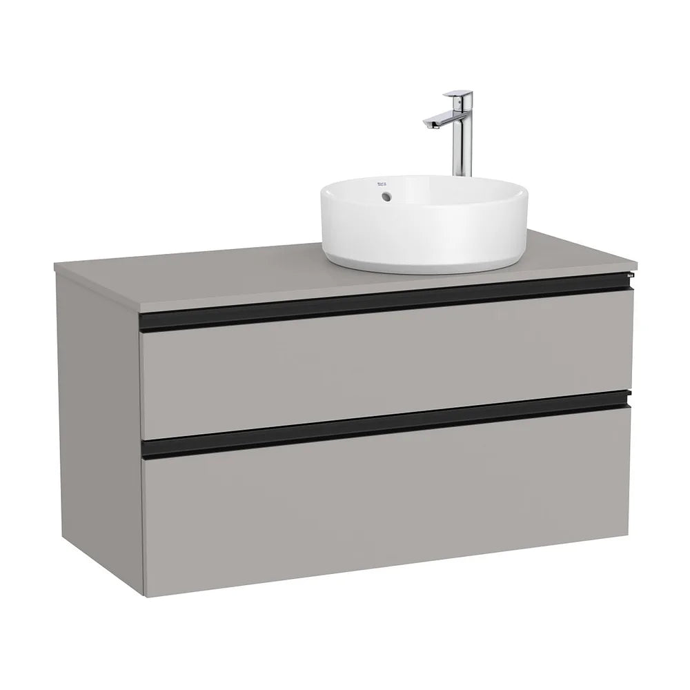 Mueble base dos cajones lavabo sobre encimera derecha 100x46x53 cm Gris Roca - Vista 2