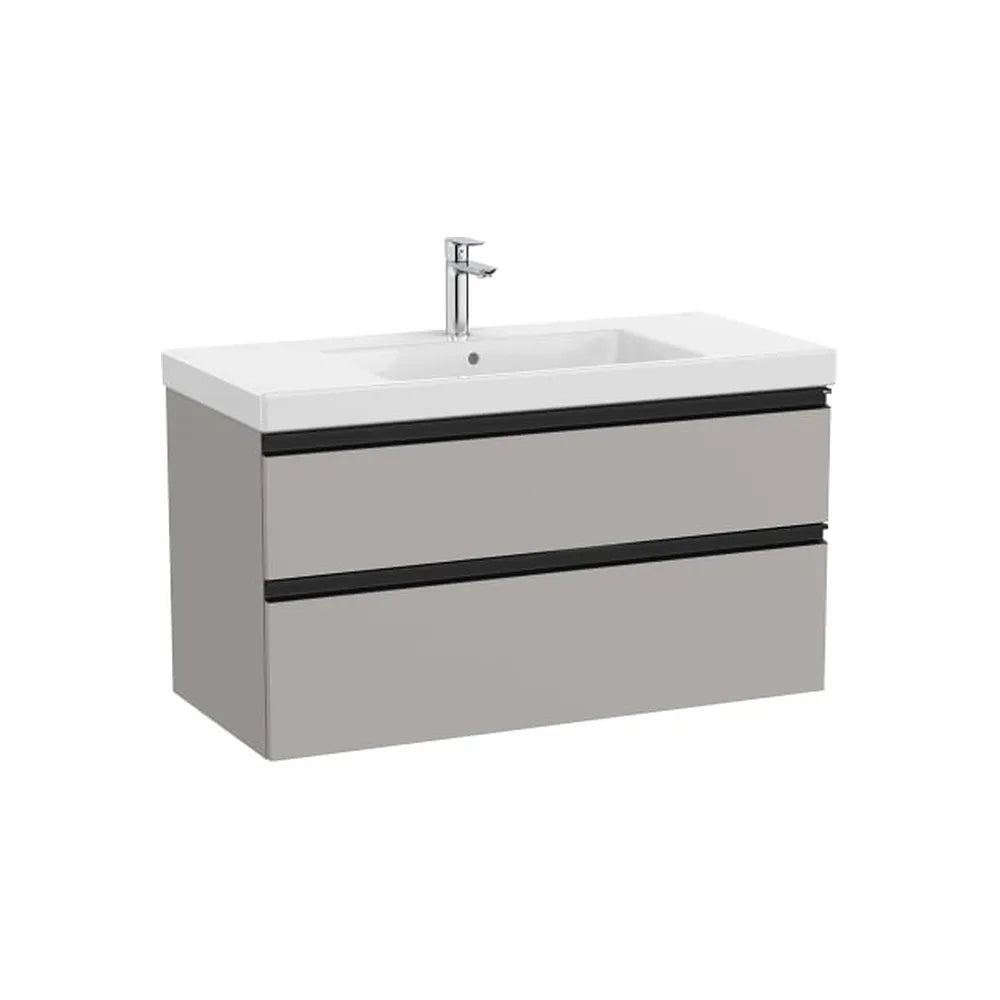 Mueble base dos cajones lavabo plus centrado 100x46x57 cm Gris mate Roca - Vista 1
