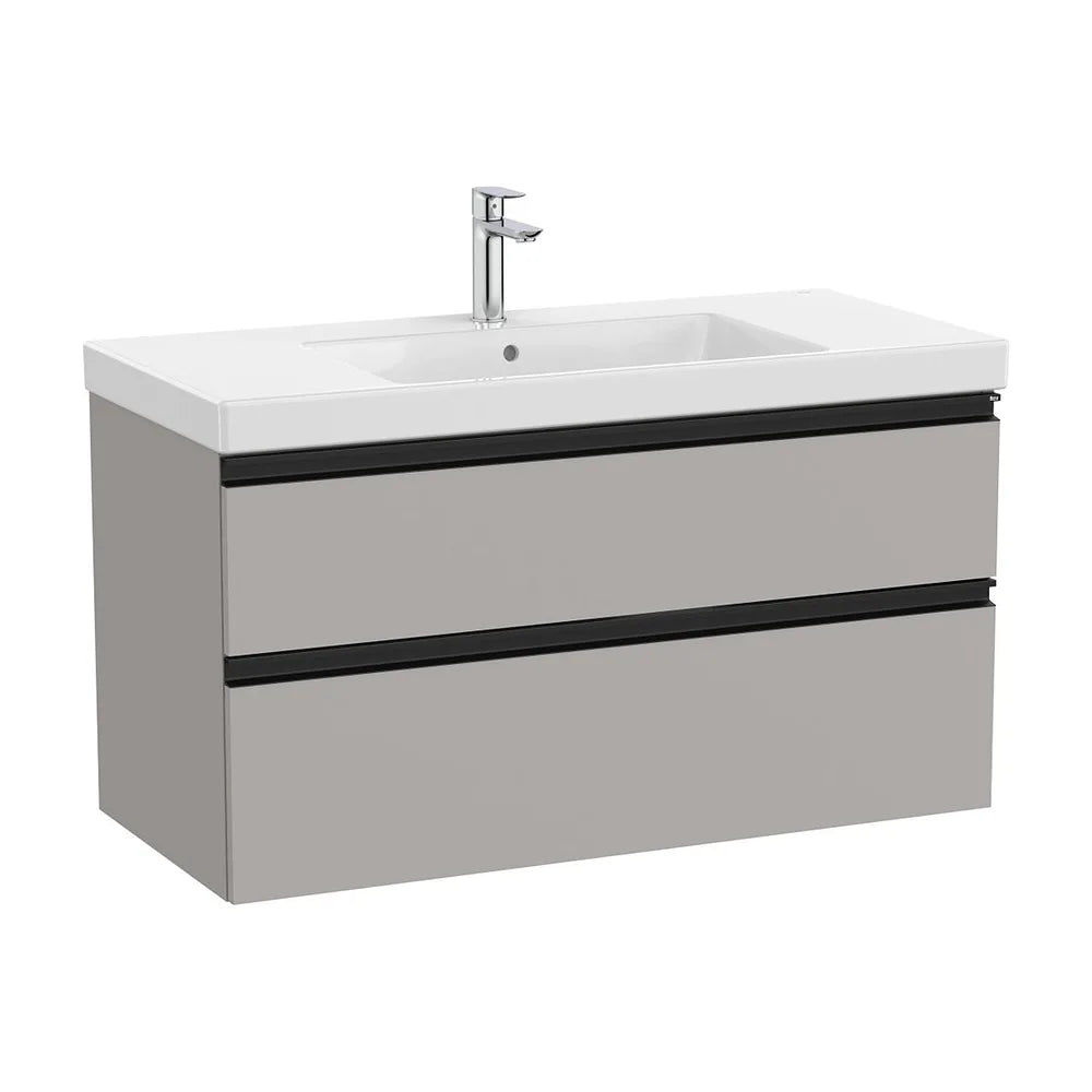 Mueble base dos cajones lavabo plus centrado 100x46x57 cm Gris mate Roca - Vista 2