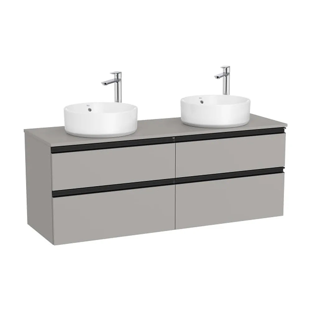 Mueble base suspendido 140x46x53 cm cuatro cajones para dos lavabos Roca - Vista 1