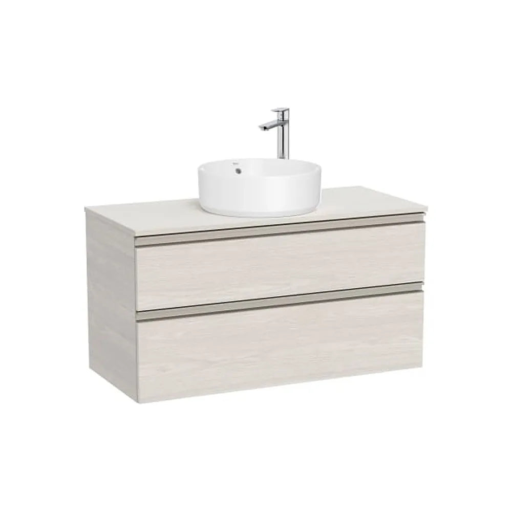 Mueble base suspendido dos cajones lavabo sobre encimera 100x46x53 cm Fresno Nórdico Roca - Vista 1