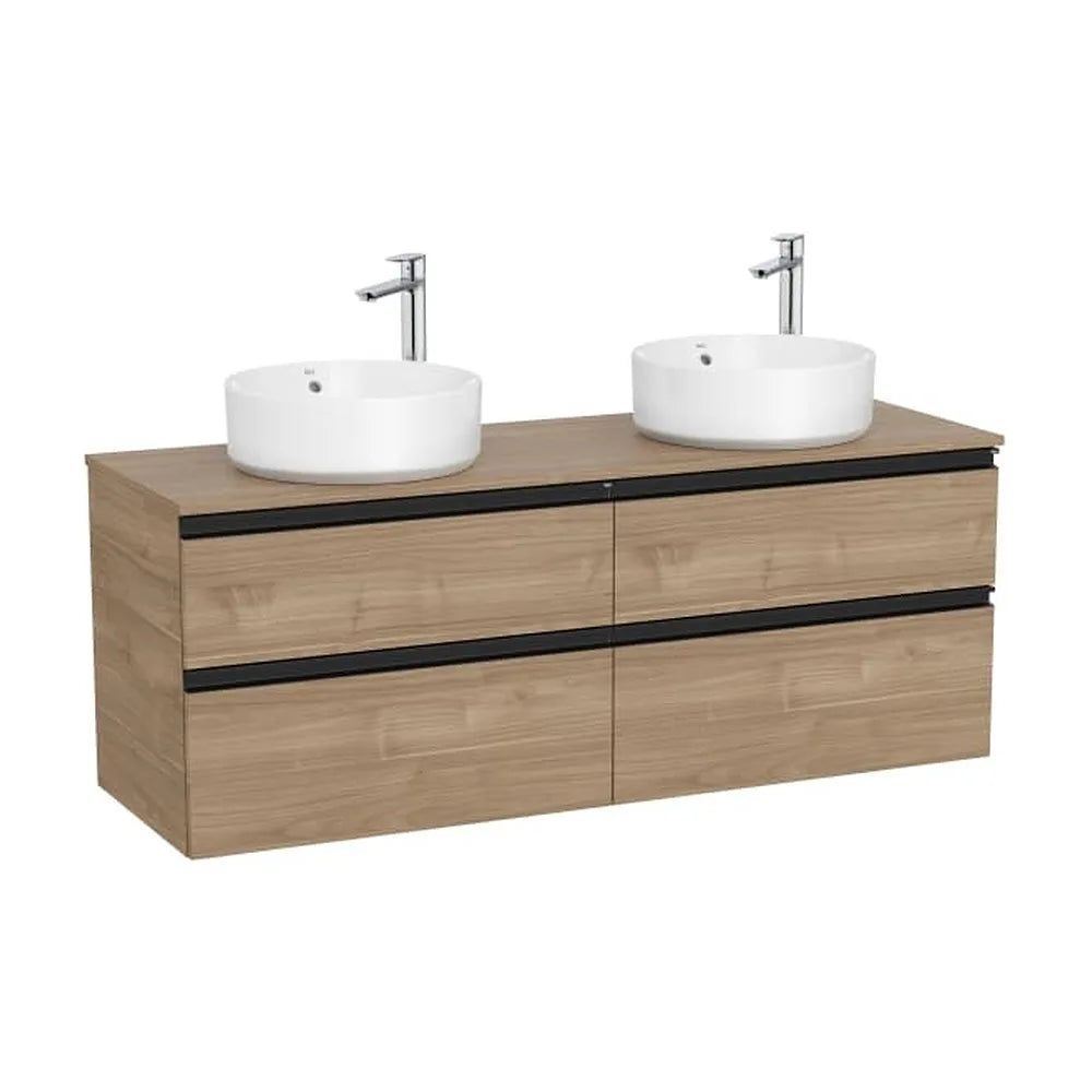 Mueble base suspendido 140x46x53 cm cuatro cajones para dos lavabos Roca - Vista 1