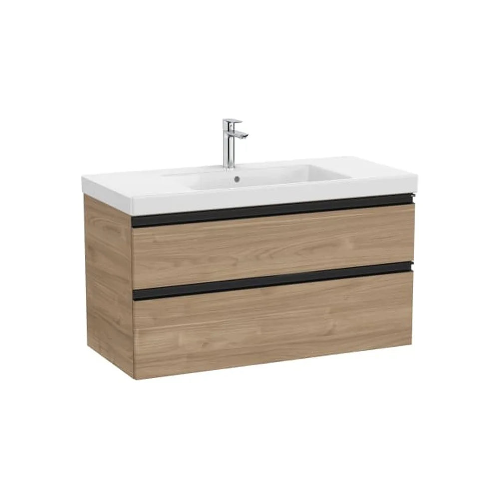 Mueble base con dos cajones y lavabo plus centrado 100x46x57 cm Nogal Roca - Vista 1