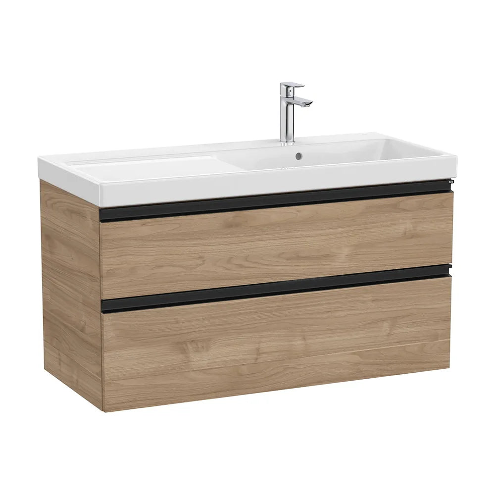 Mueble base con lavabo plus a la derecha dos cajones nogal 100x46x57 cm Roca - Vista 2