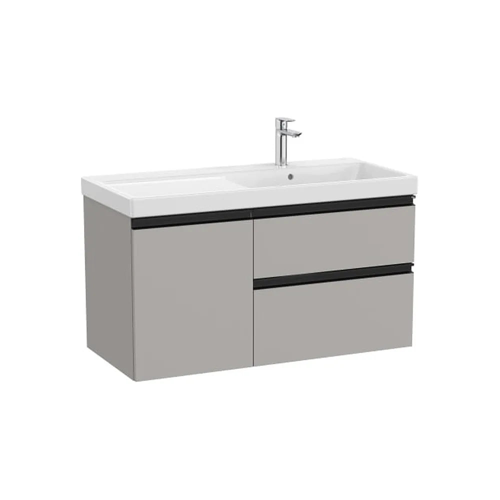 Mueble base asimétrico 100x46x57 cm con dos cajones y puerta lavabo derecha Roca - Vista 1