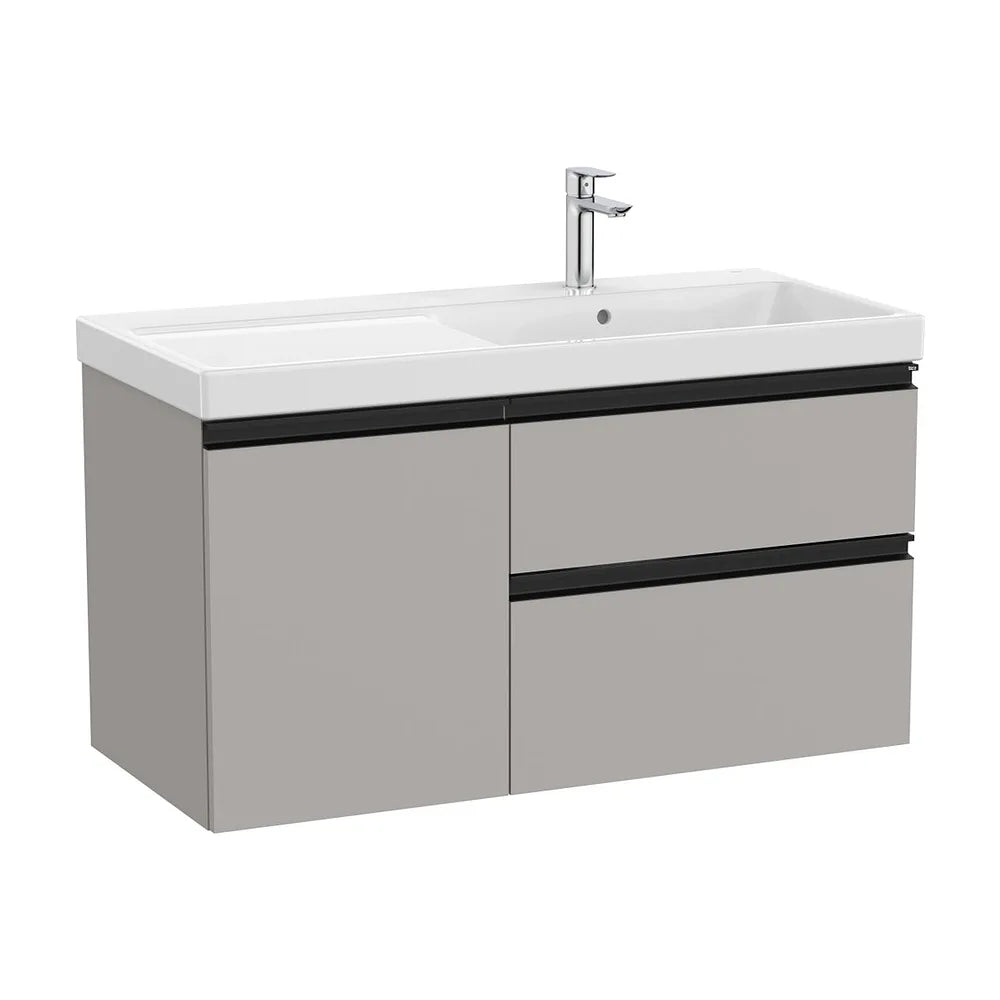 Mueble base asimétrico 100x46x57 cm con dos cajones y puerta lavabo derecha Roca - Vista 2