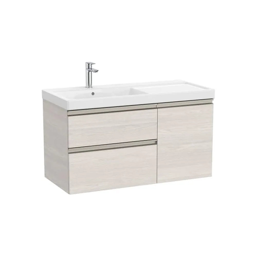 Mueble base asimétrico 100x46x57 cm con lavabo plus a la izquierda dos cajones y una puerta Fresno nórdico Roca - Vista 1