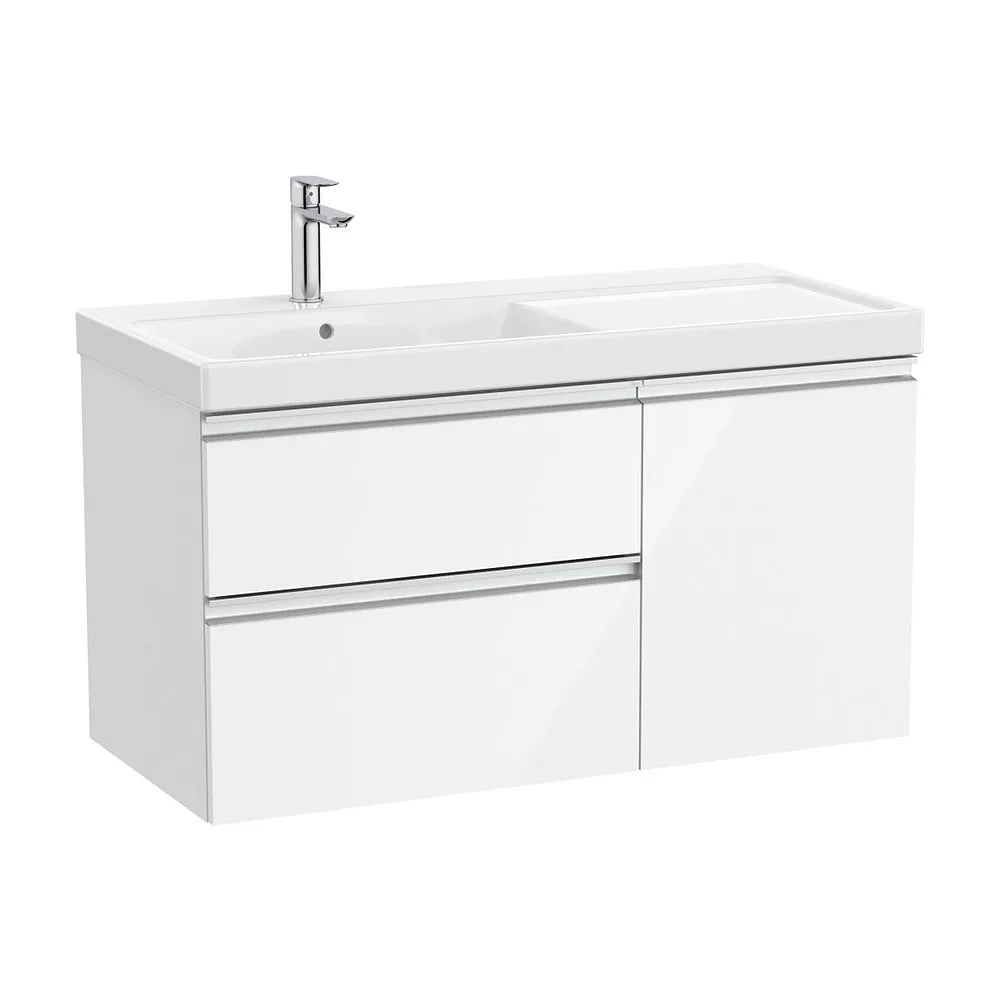 Mueble base asimétrico 100x46x57 cm con dos cajones una puerta lavabo a la izquierda Roca - Vista 2