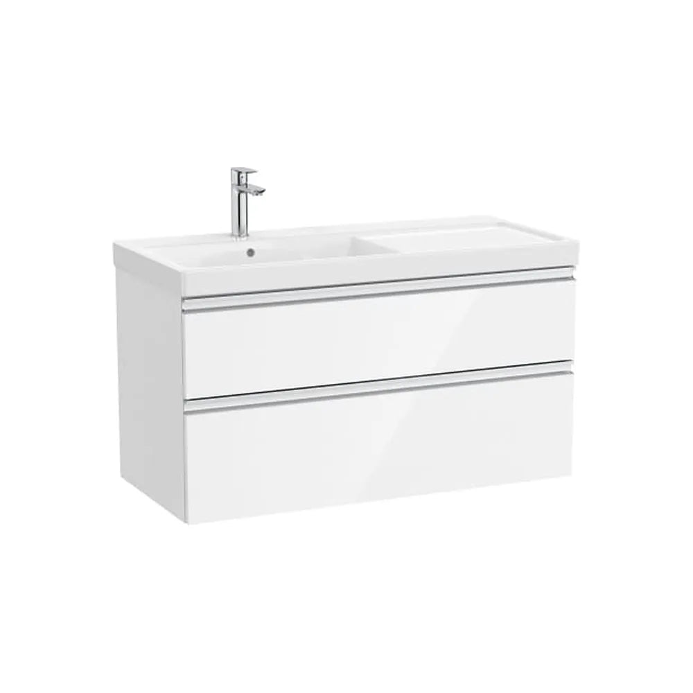 Mueble base dos cajones lavabo plus izquierda 100x46x57 cm Blanco brillo Roca - Vista 1