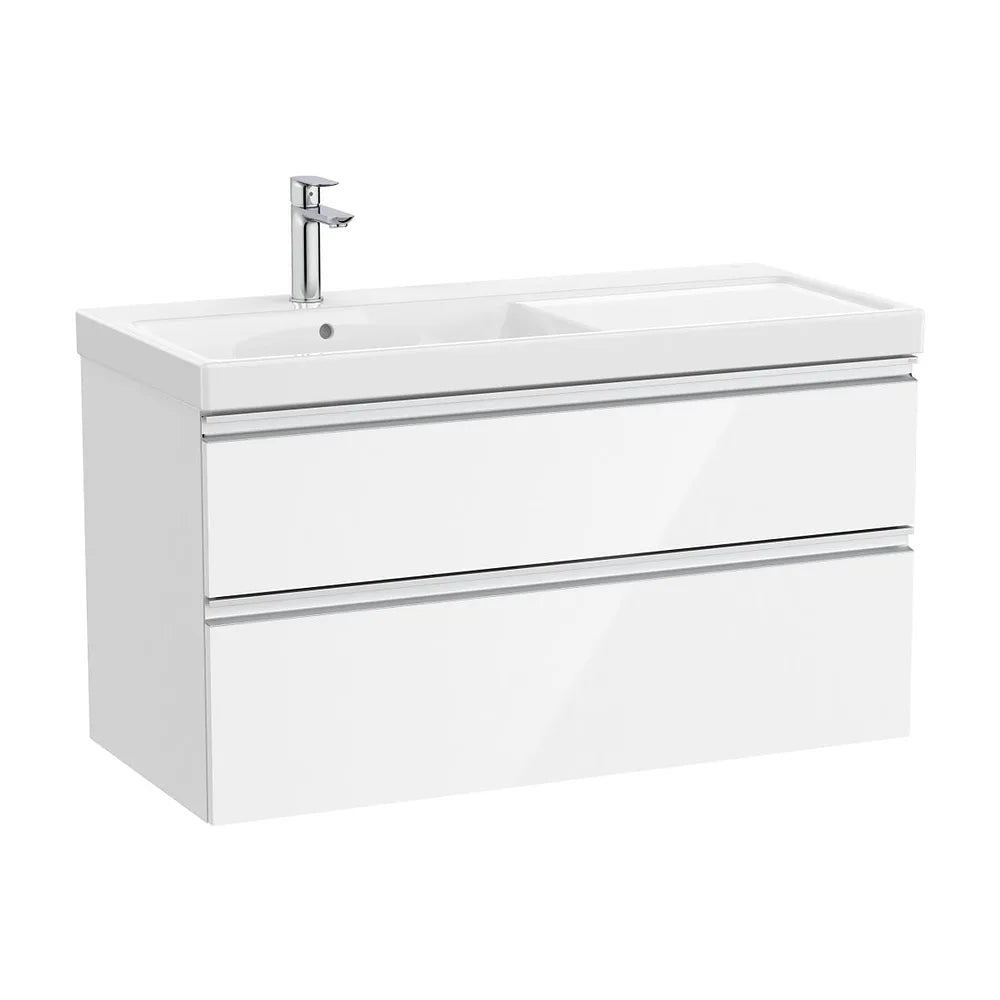 Mueble base dos cajones lavabo plus izquierda 100x46x57 cm Blanco brillo Roca - Vista 2