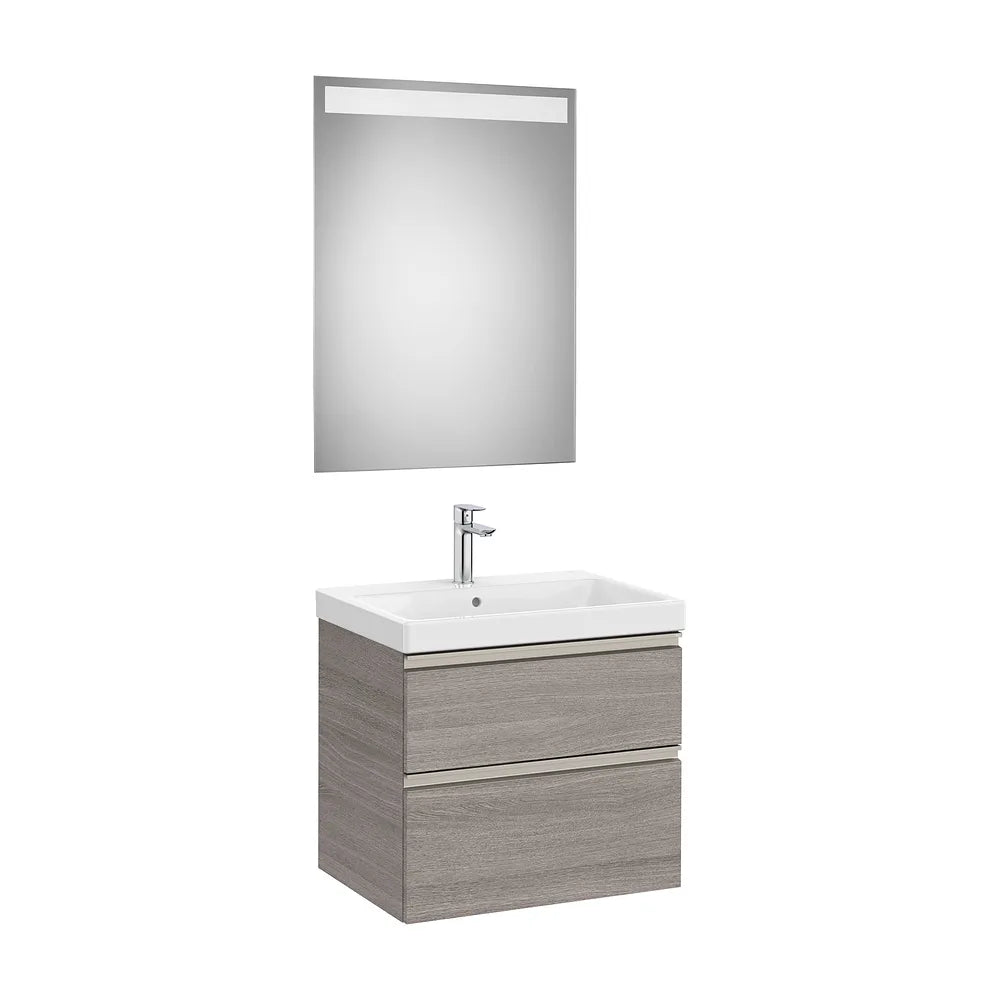 Mueble Base 2 Cajones Lavabo Plus Centrado Espejo Led 60x46x57cm Colección The Gap Roca - Vista 2