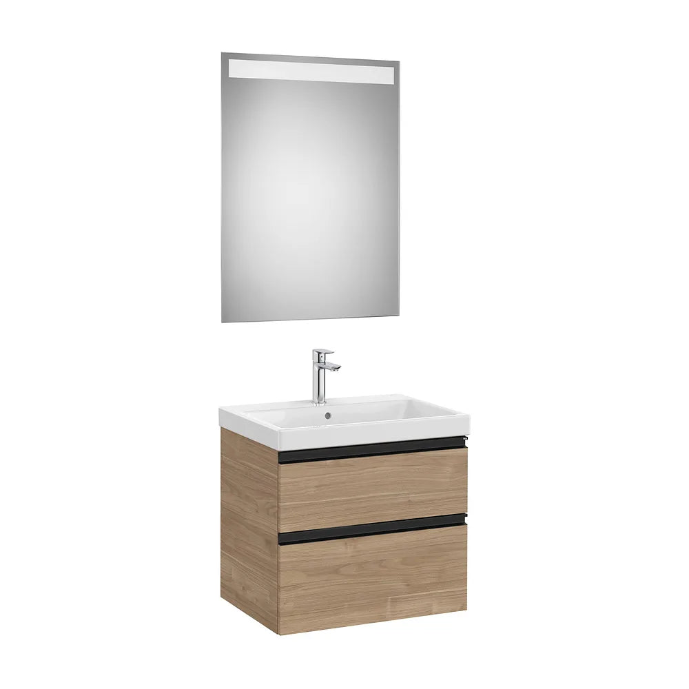 Mueble Base 2 Cajones Lavabo Plus Centrado Espejo Led 60x46x57cm Colección The Gap Roca - Vista 2