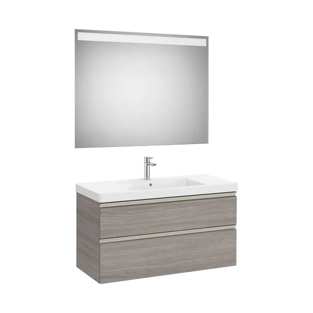 Pack mueble base dos cajones lavabo plus centrado espejo LED 100x46x57 cm Roca - Vista 1