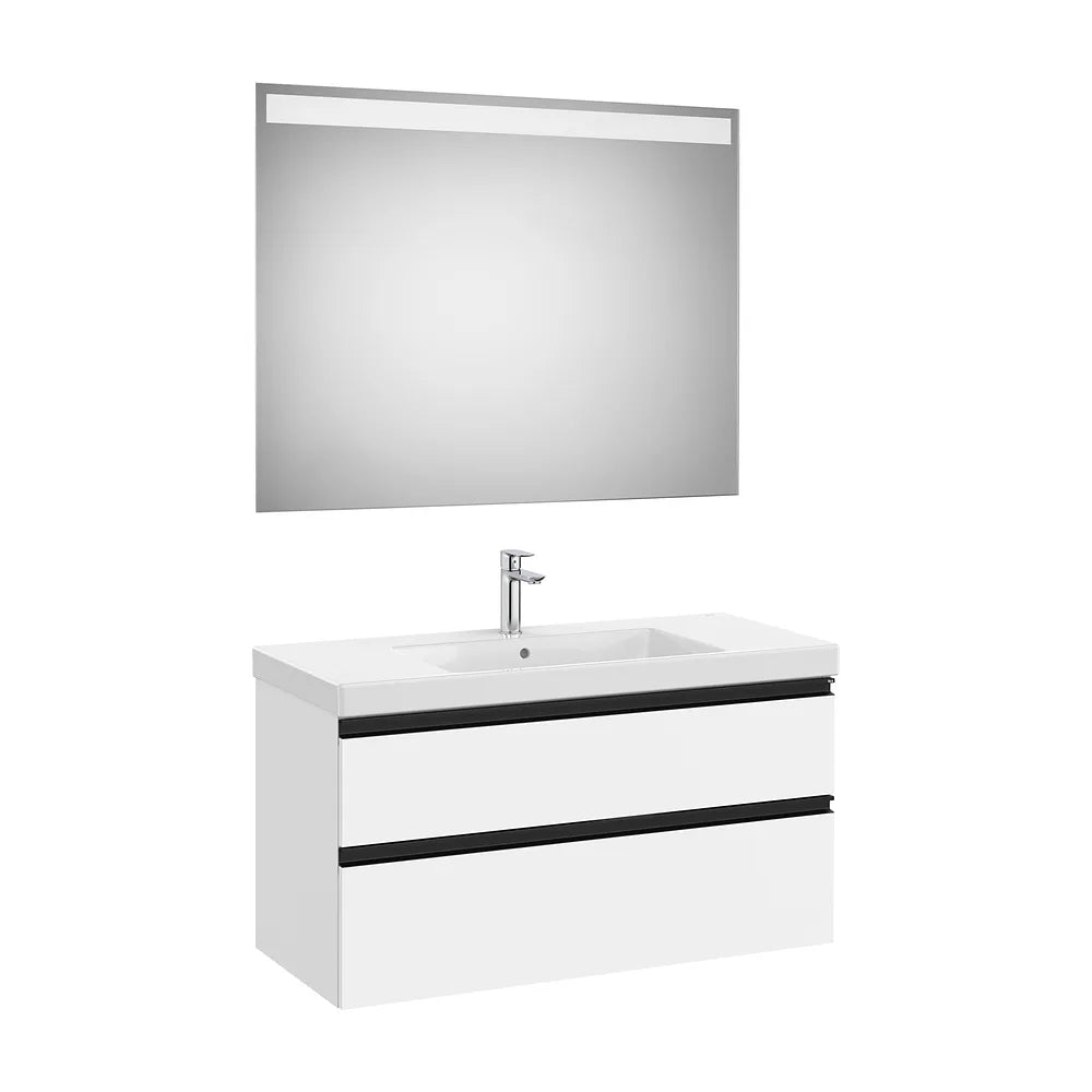 Mueble Base 2 Cajones Lavabo Plus Centrado Espejo Led 100x46x57cm Colección The Gap Roca - Vista 2