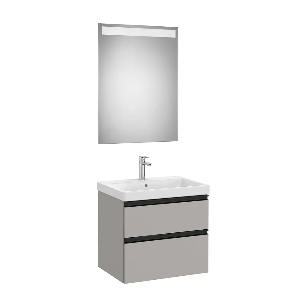 Pack mueble base dos cajones lavabo plus centrado espejo LED Eidos 60x46x57 cm Roca - Vista 2