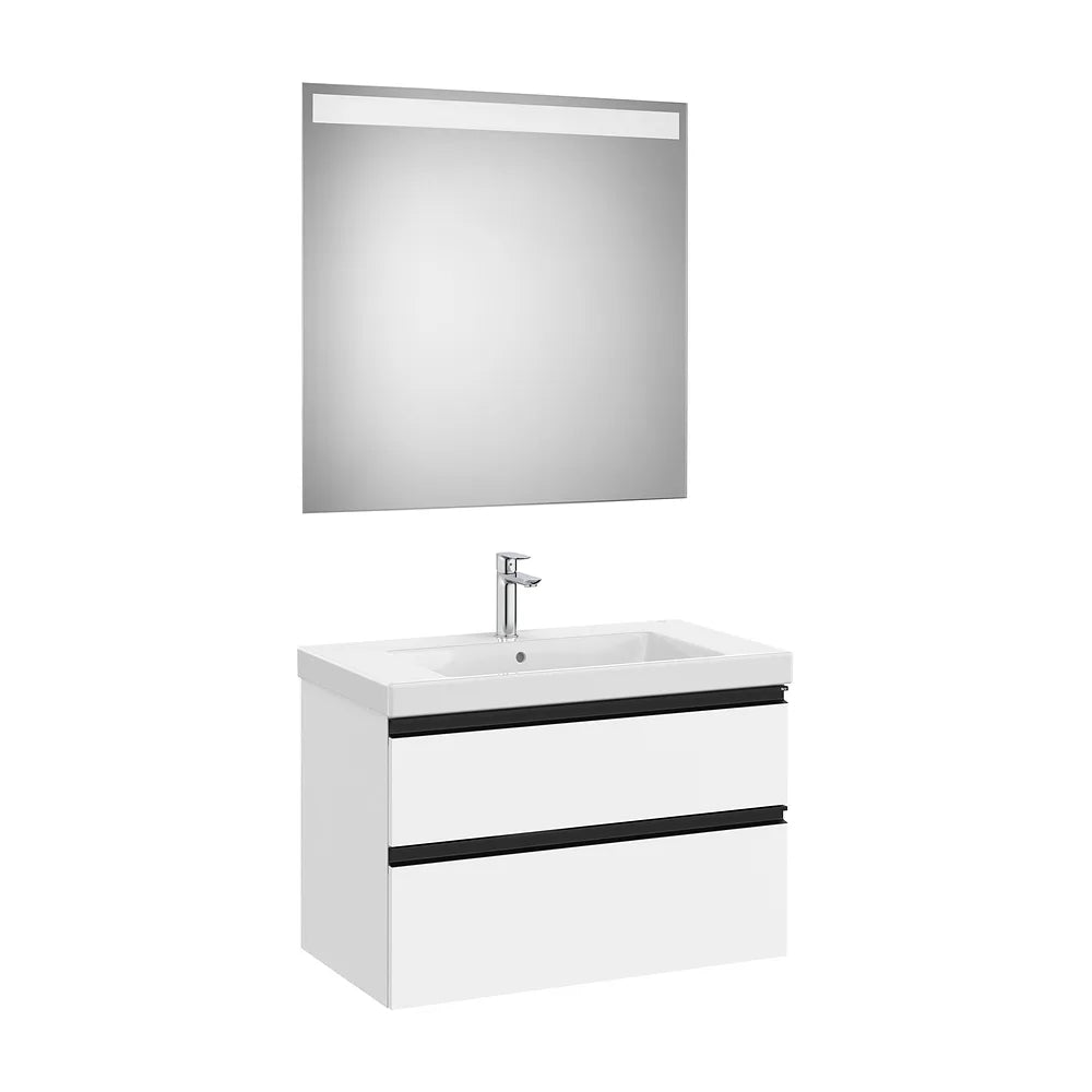 Pack mueble base dos cajones lavabo plus centrado espejo LED 80x46x57 cm Roca - Vista 2