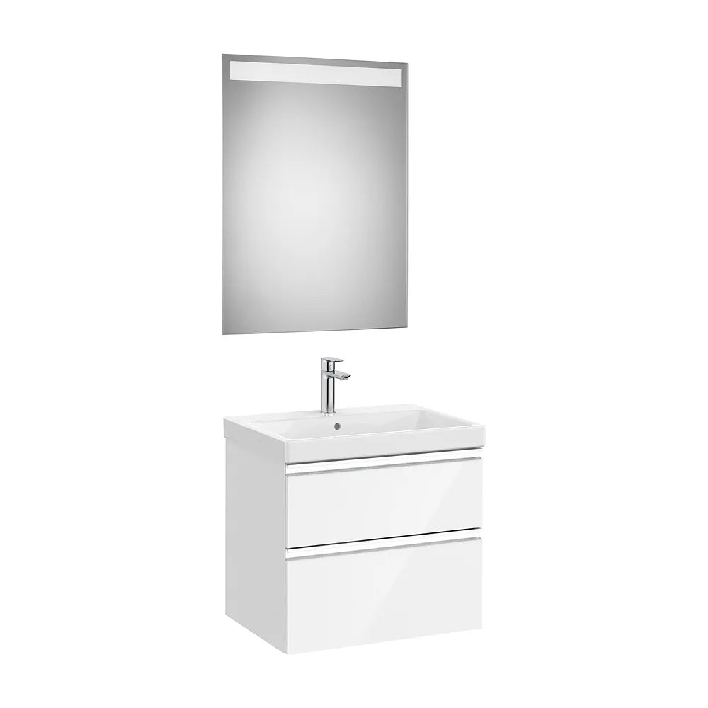 Pack mueble base dos cajones lavabo plus centrado espejo LED 60x46x57 cm Roca - Vista 2