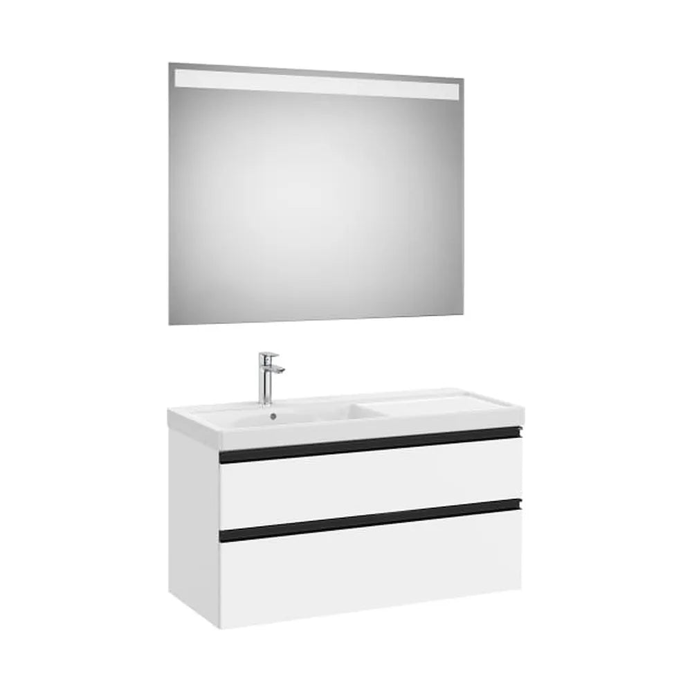 Pack mueble base dos cajones lavabo plus izquierda espejo LED 100x46x57 cm Roca - Vista 1