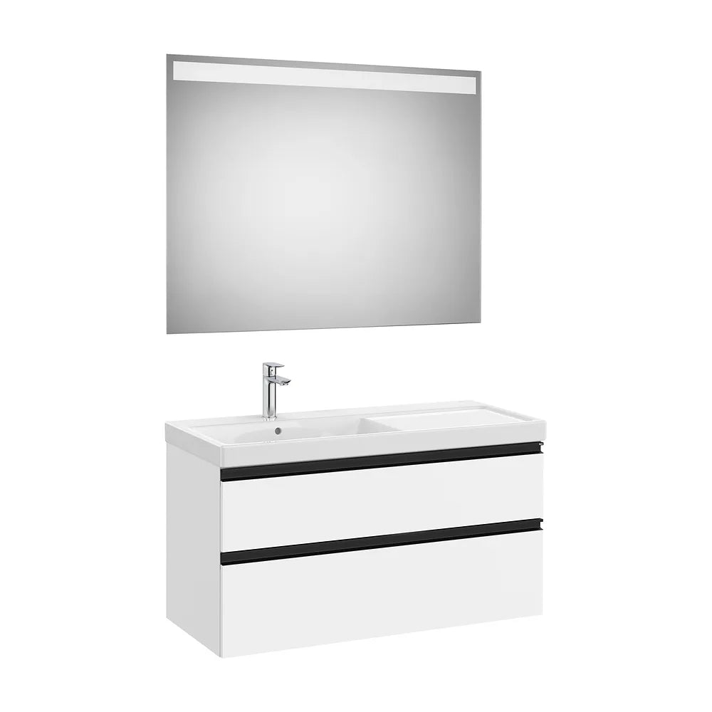 Pack mueble base dos cajones lavabo plus izquierda espejo LED 100x46x57 cm Roca - Vista 2
