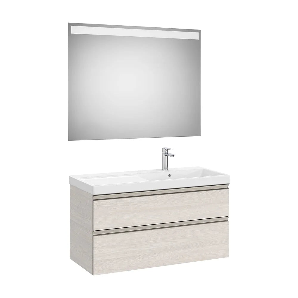 Pack mueble base dos cajones lavabo plus derecha espejo LED Eidos 100x46x57 cm Roca - Vista 2