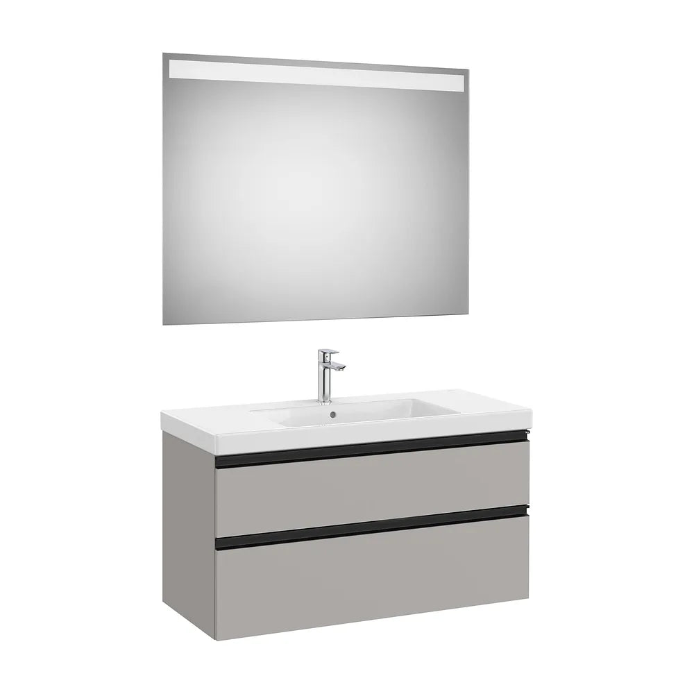 Pack mueble base dos cajones lavabo plus centrado espejo LED 100x46x57 cm Roca - Vista 2