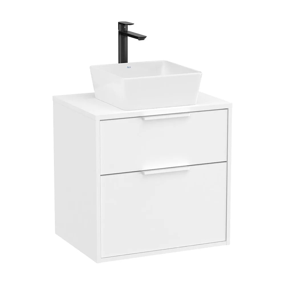 Mueble Base 2 Cajones para Lavabo Sobre Encimera 59x45x58cm Colección Unik Blanco Mate Roca - Vista 2