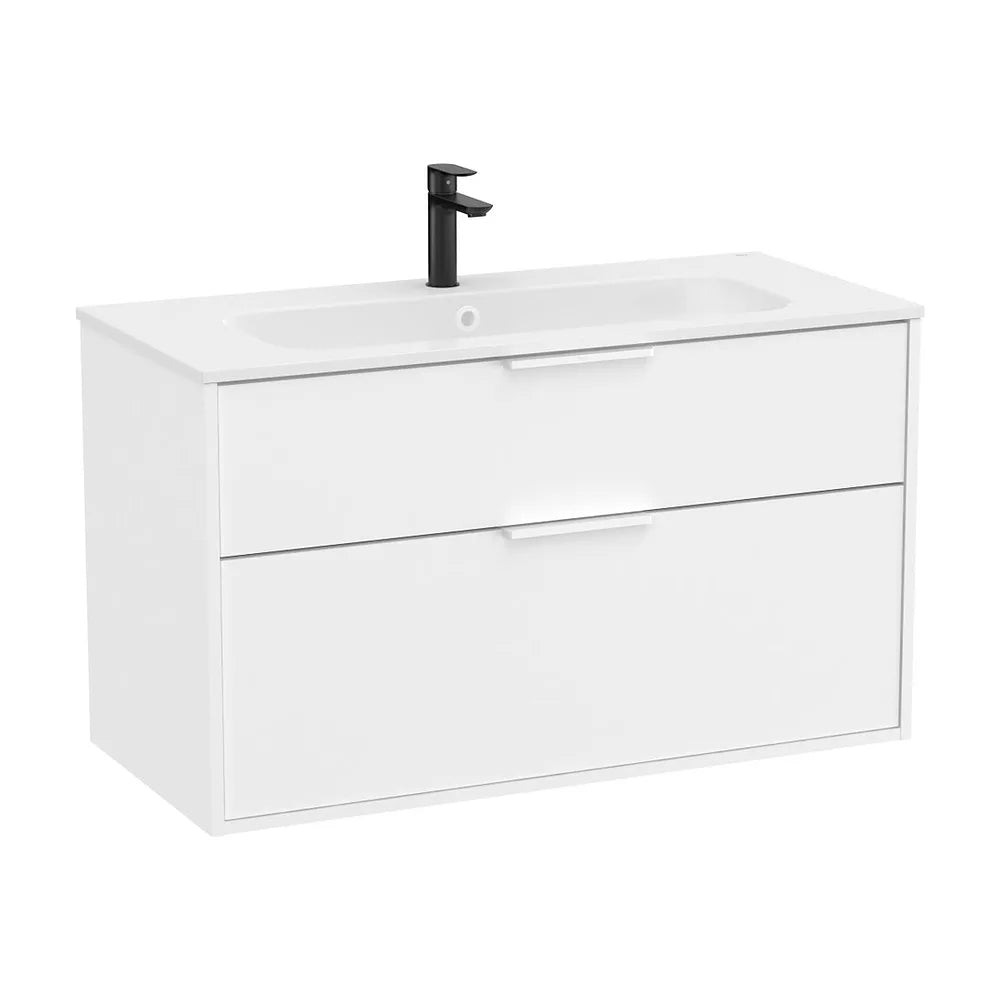 Mueble base suspendido dos cajones lavabo Stonex blanco mate 99x45x58 cm Roca - Vista 2