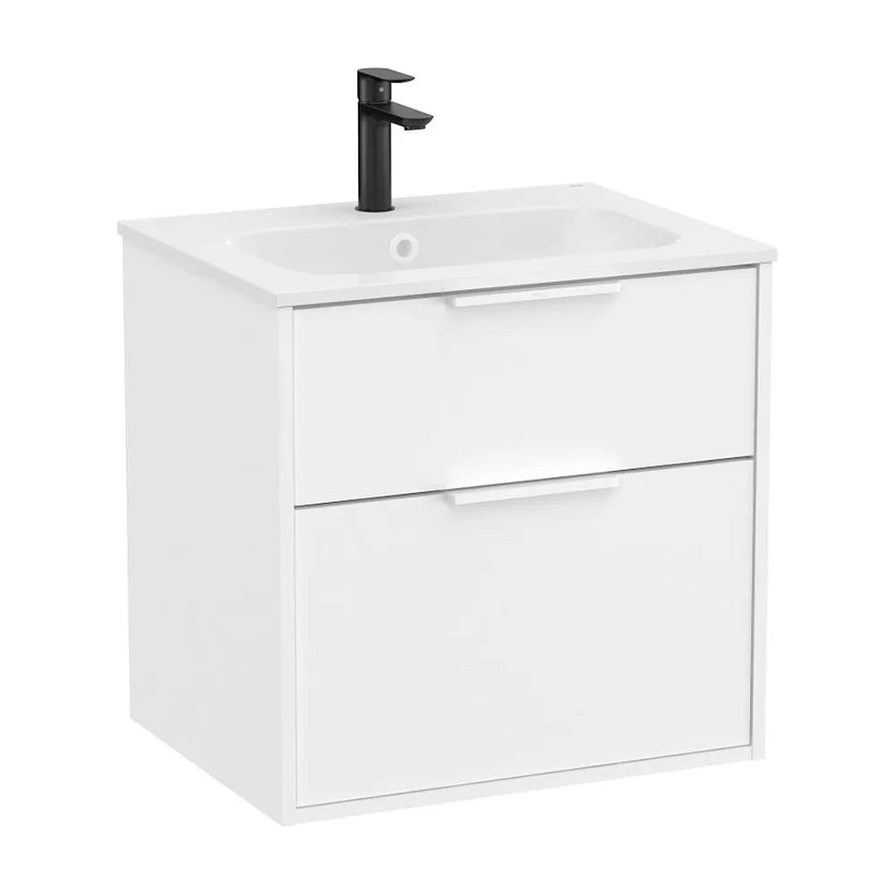Mueble base suspendido dos cajones lavabo Stonex blanco mate 59x45x58 cm Roca - Vista 2