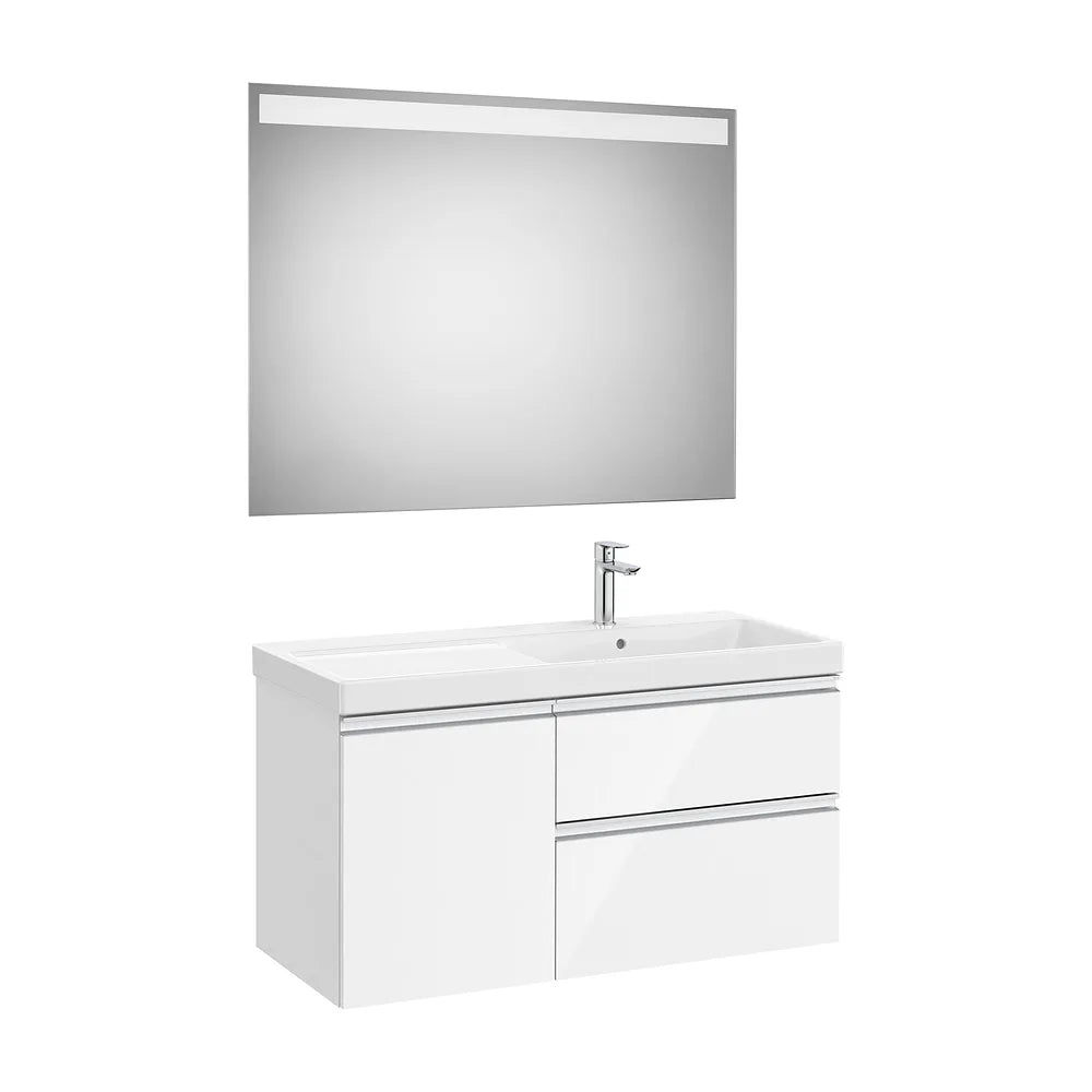 Mueble Base Asimétrico Lavabo Derecha Espejo Led 100x46x57cm Colección Eidos Roca - Vista 2