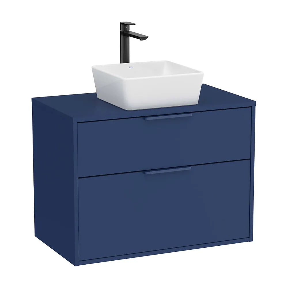 Mueble base dos cajones para lavabo sobre encimera 79x45x58 cm Azul acero Roca - Vista 2