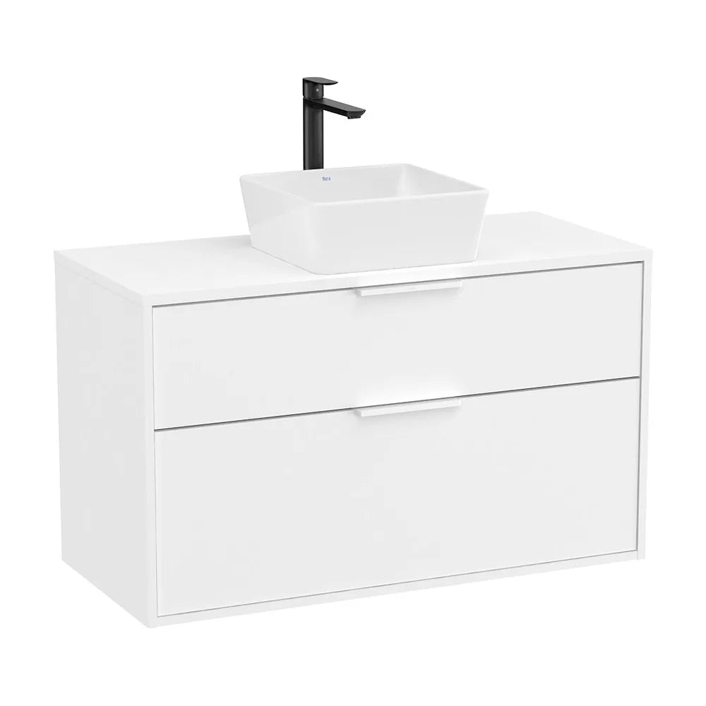 Mueble Base 2 Cajones para Lavabo Sobre Encimera 99x45x58cm Colección Unik Blanco Mate Roca - Vista 2